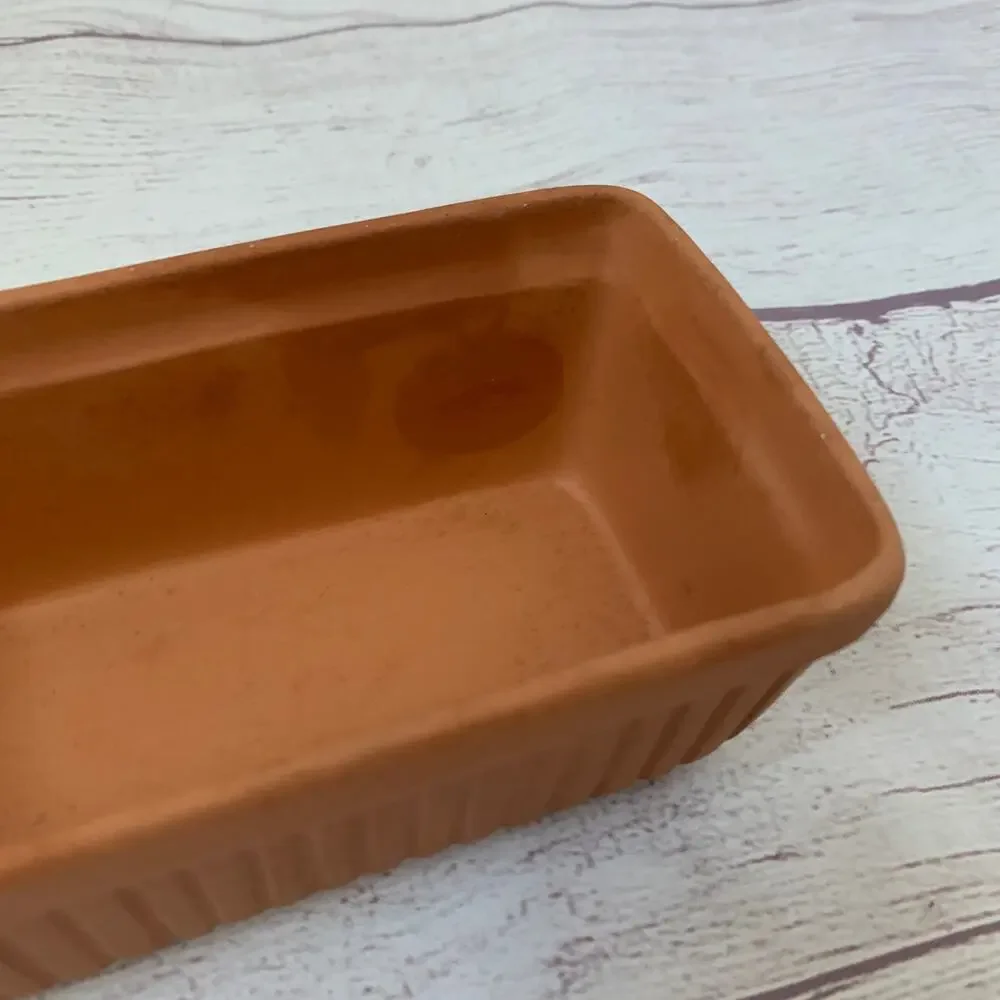 Vintage Terracotta Butter Dish Floral Textured Lid by American Container Co.